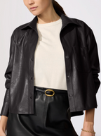 The Everyday Cropped Vegan Leather Shirt