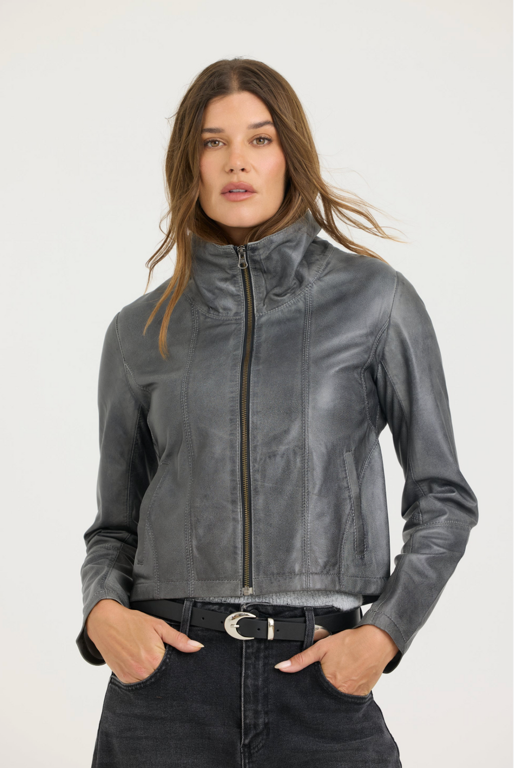 Katrina Patina Leather Bomber