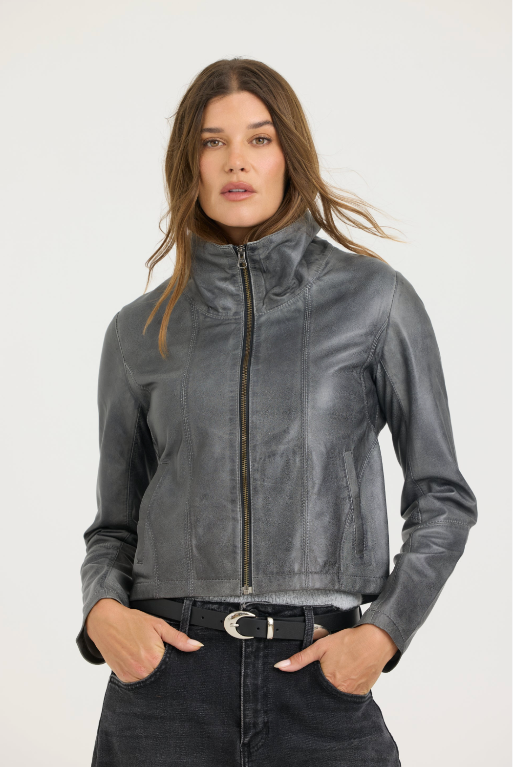 Katrina Patina Leather Bomber