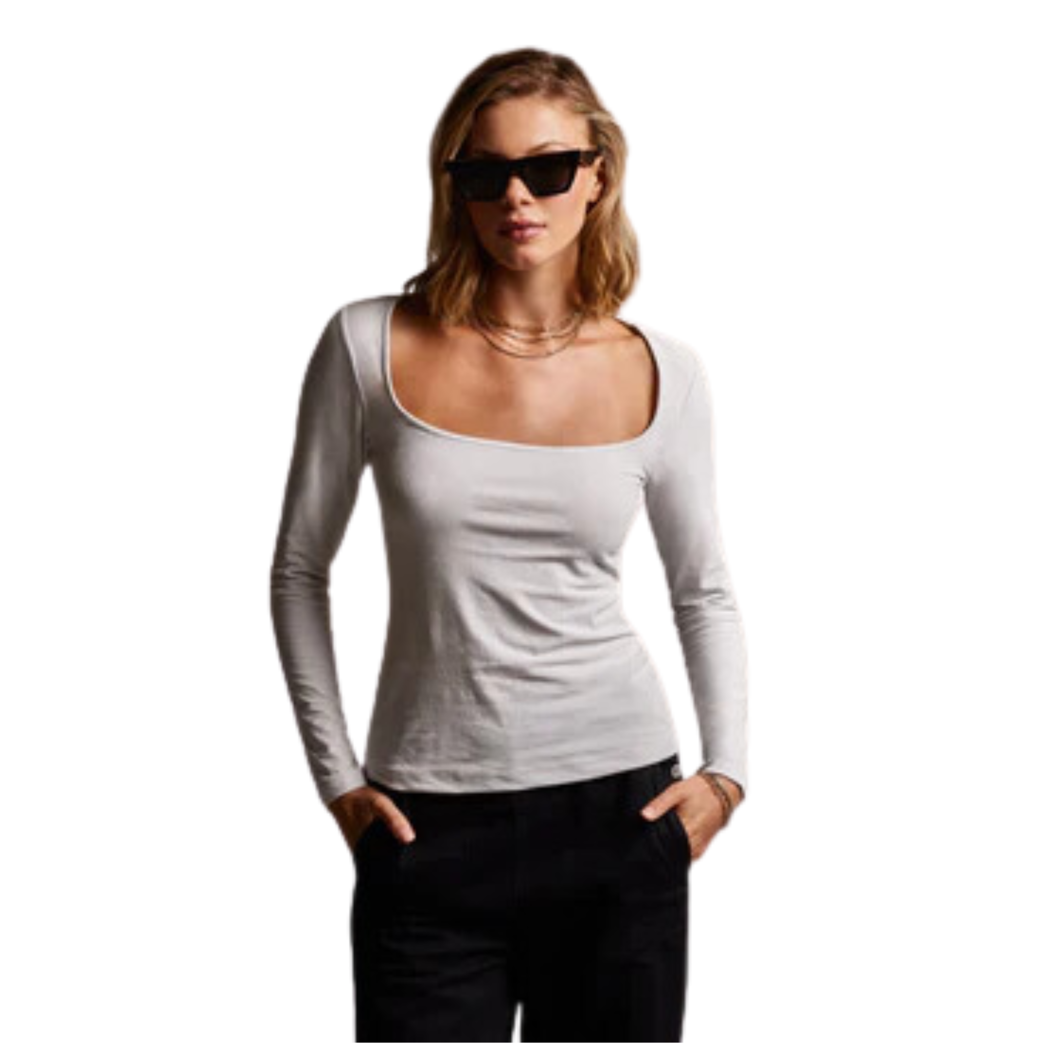 Square Neck L/S Velvet Top