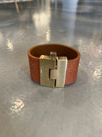 Wide Leather exotics skin Jigsaw Cuff