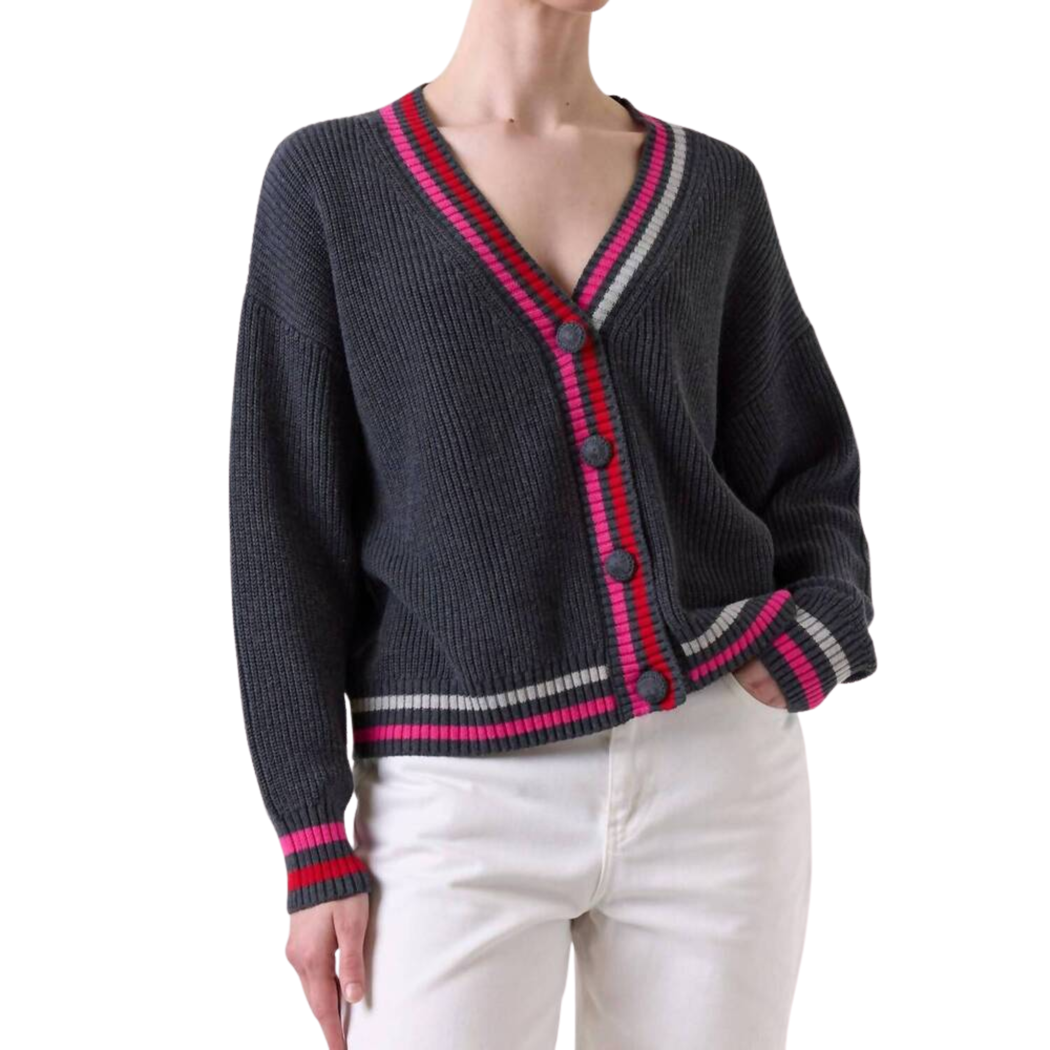 Vivienne Stripe Trim Cardigan