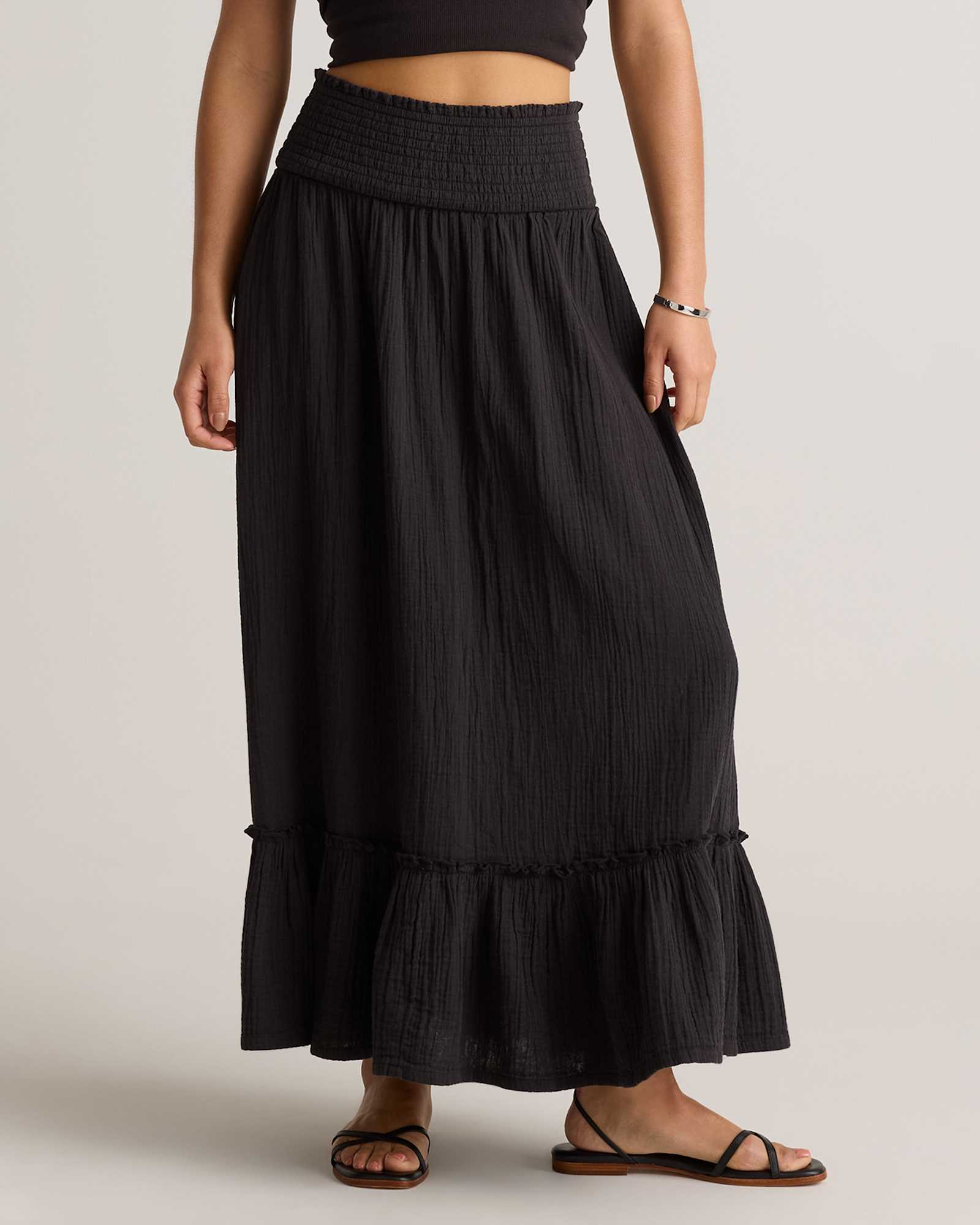 Smocked Maxi Skirt Gauze