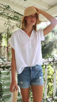 Short Sleeve Henley Top Gauze