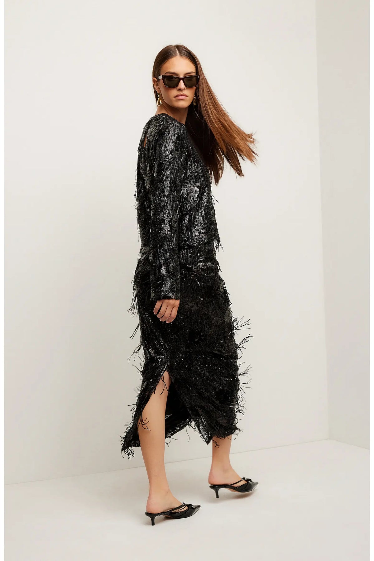 Arden Sequin Midi Pencil Skirt