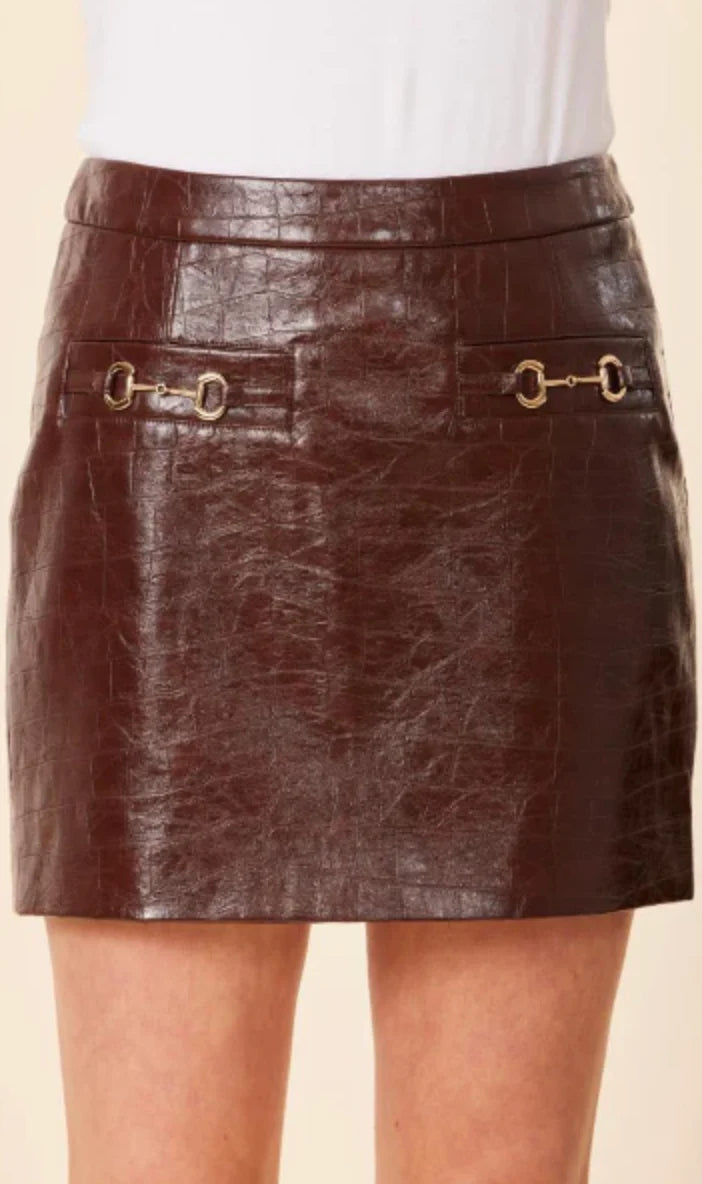 Vegan Leather Horse Bit Short Skirt