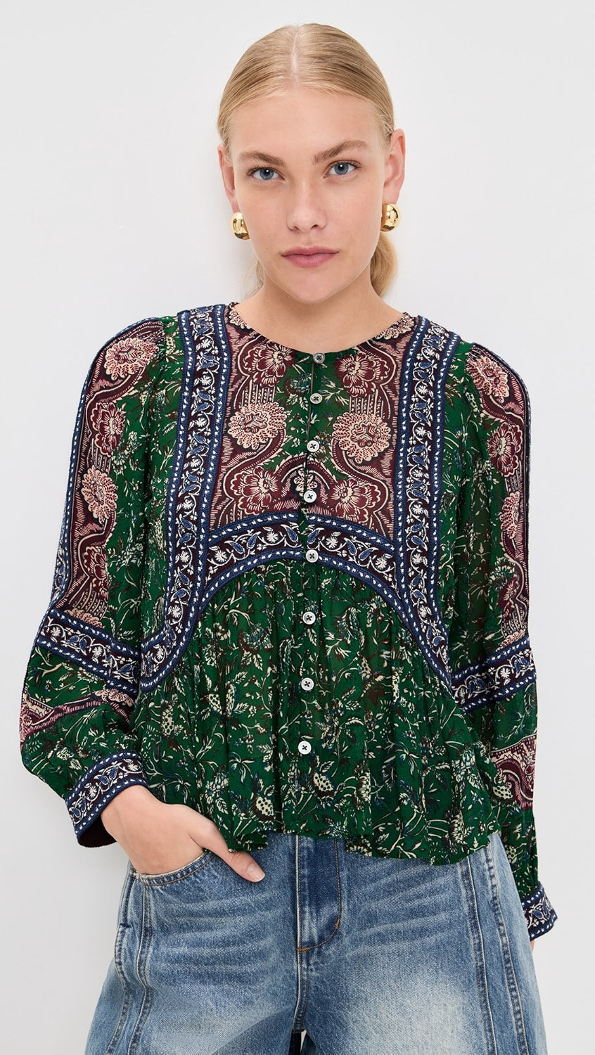 Melba Print L/SLV Top