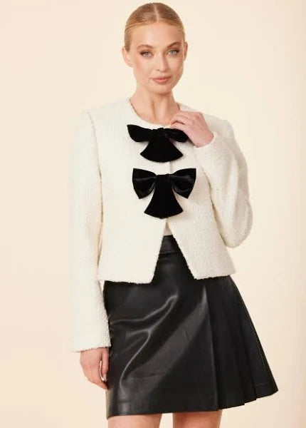 Velvet Bow Tweed Blazer
